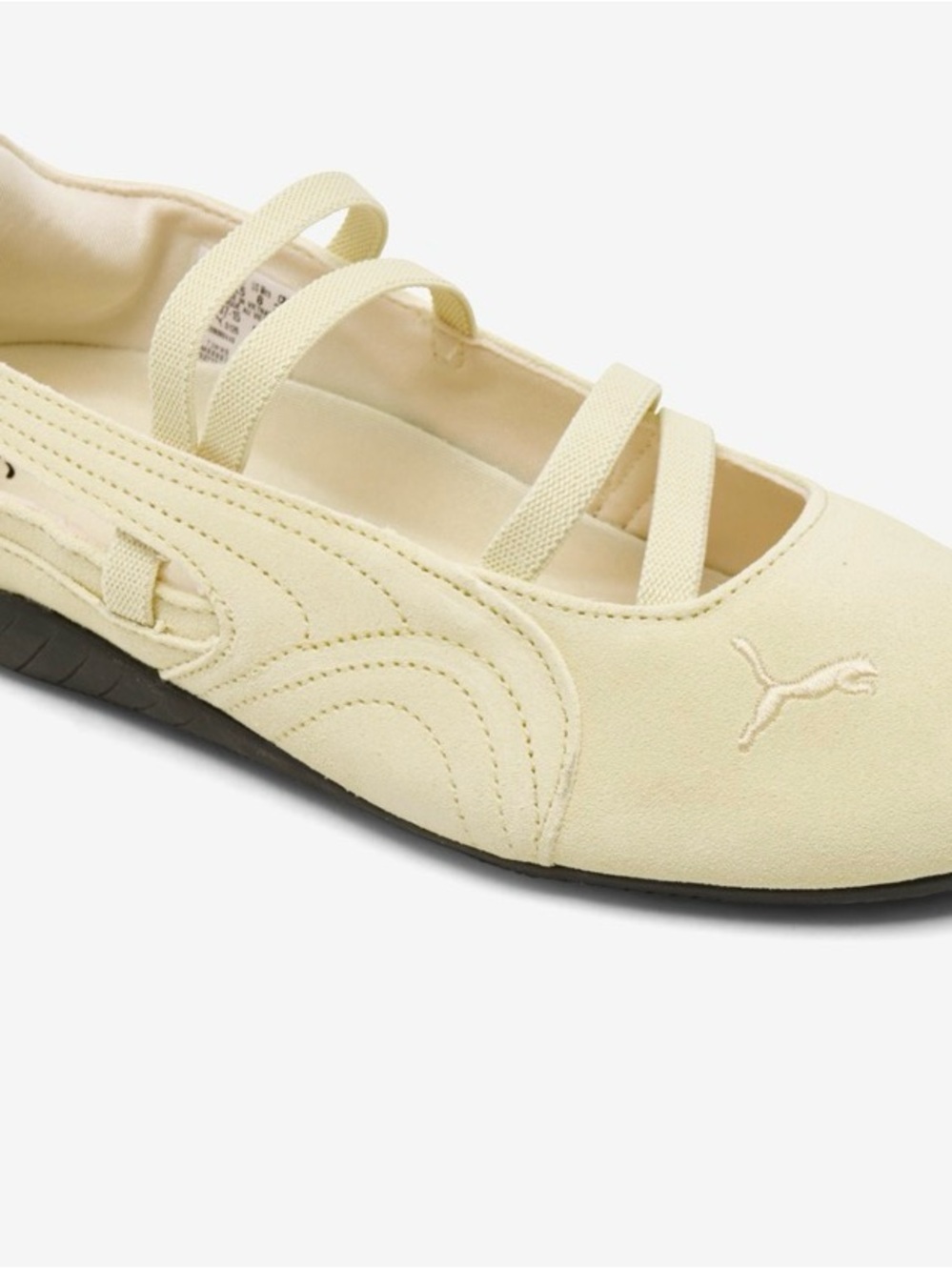 Puma Cream Ballet-Style Slip-On Flats with Elastic Straps